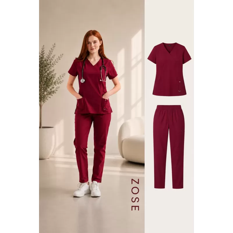 Elastingas, vyšnių bordo SPORT 4809 linijos kostiumas medikams