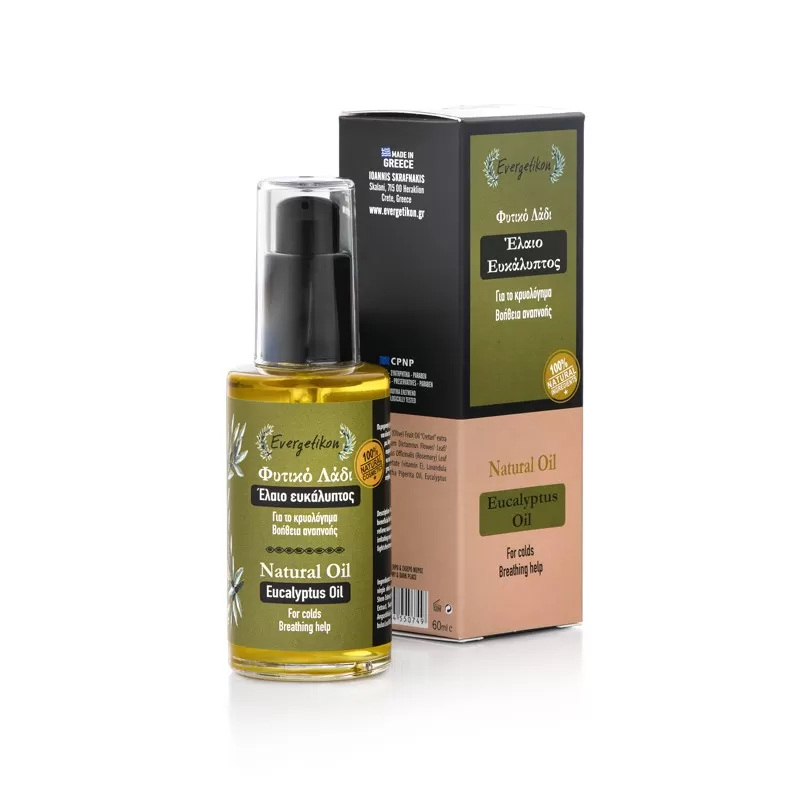 Eukalipto aliejus peršalimo, sanarių skausmų profilaktikai. Evergetikon 60ml.