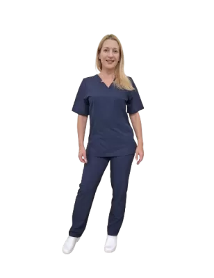 Mėlynas medicinos personalo kostiumas