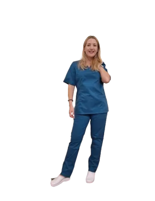 Mėlynos spalvos medicininės pižamos komplektas