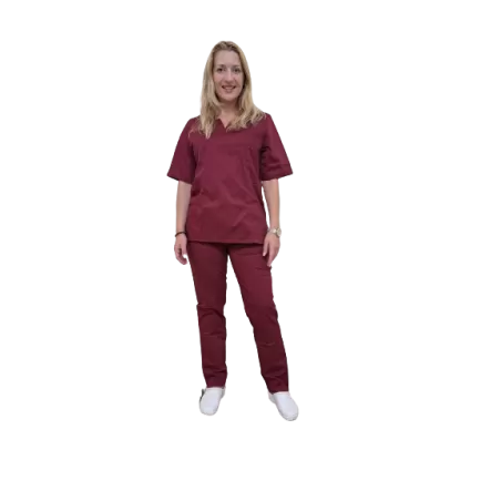 Moteriškas bordo/vyšnių sp. medicininės pižamos komplektas