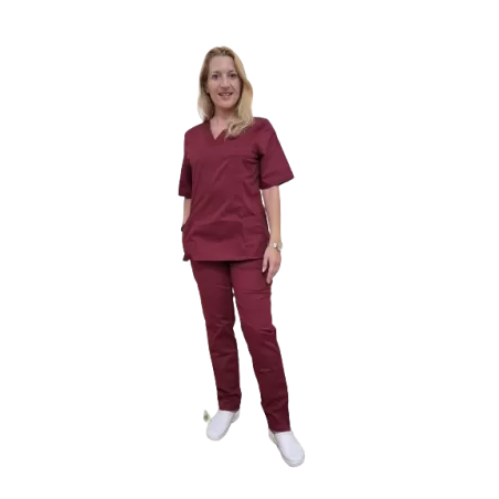 Moteriškas bordo/vyšnių sp. medicininės pižamos komplektas